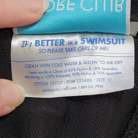 Swimsuits for All Tie Front One-Piece Swimsuit Swim Dress Black Women's Size 12 - Picture 8 of 11